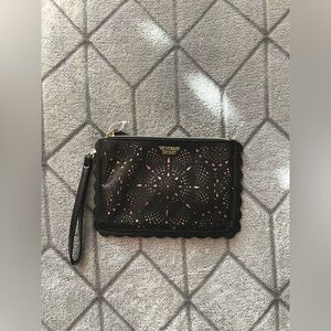 Victoria's Secret Black and Gold Laser-Cut Wristlet